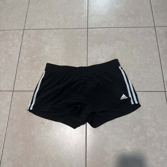 Adidas Black & White 3-Stripe Dolphin Hem Athletic Shorts - Women's - Picture 1 of 6